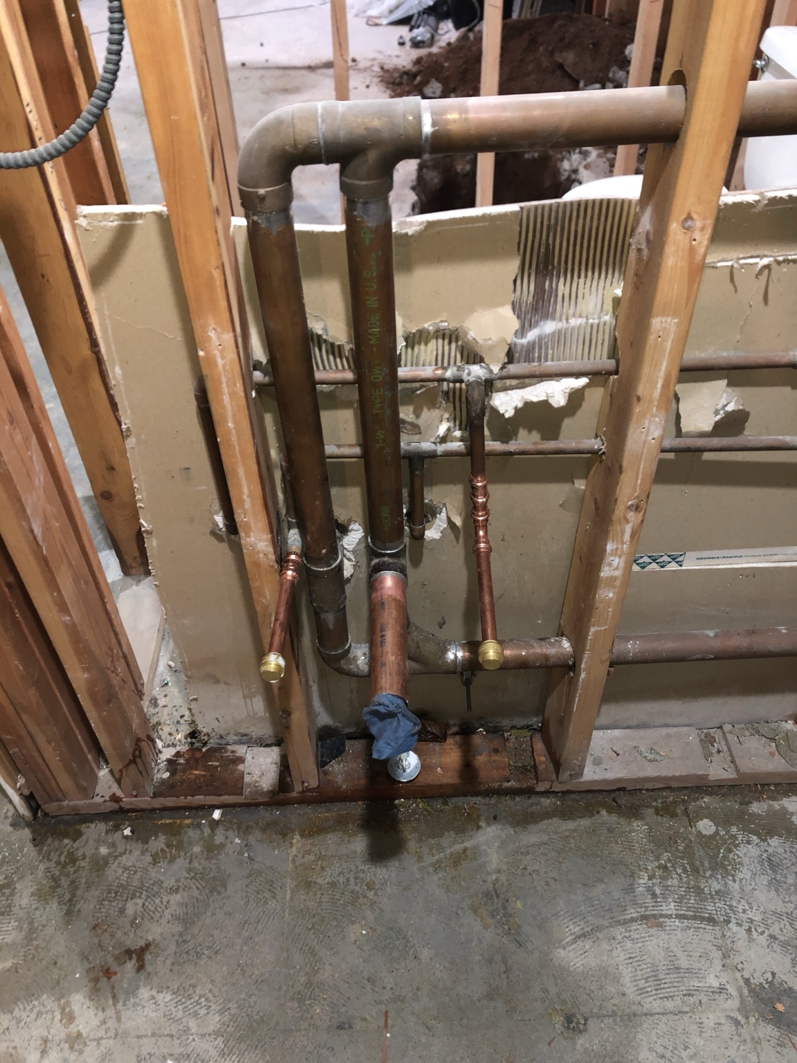 Copper and cast-iron drain work